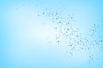 Abstract molecule background, genetic and chemical compounds, connected lines with dots, medical, technological and scientific concept, illustration.