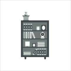 Shelves with books icon.  illustration