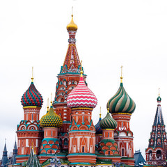 Fototapeta na wymiar St. Basil's Cathedral in Moscow, Russia. Winter, white sky background
