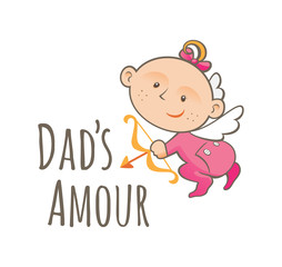 Dad’s Amour, pink toddler cupid girl
