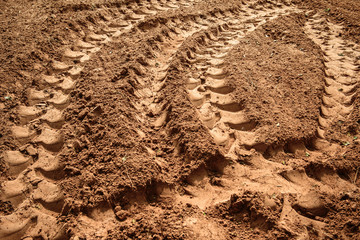 Wheel tracks on dirt