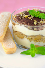 Tiramisu, traditional italian dssert - variation with nuts.