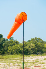 Wind sock at small airfield for indicate the direction of the wind