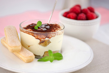 Traditiona italian dessert tiramisu.