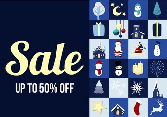 christmas background sale wallpaper card snowman snowfall art style illustration