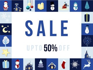 christmas background sale wallpaper card snowman snowfall art style illustration