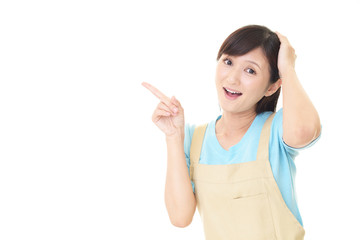 Fototapeta premium 頭を抱える主婦