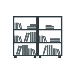 Shelves with books icon.  illustration