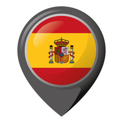 Obraz premium Icon representing location pin with the flag of Spain. Ideal for catalogs of institutional materials and geography