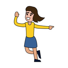 Young woman happy cartoon icon vector illustration graphic design