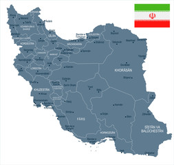 Iran - map and flag - Detailed Vector Illustration