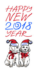 New year greeting illustration. Vector hand drawn graphic illustration.