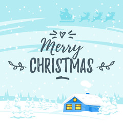 Fototapeta premium winter background with house 