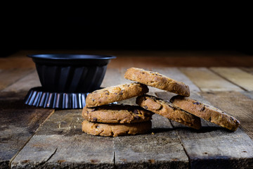 Tasty cakes on the table in an old bakery