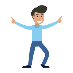 Young man celebrating cartoon icon vector illustration graphic design