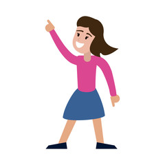 Young woman happy dancing cartoon icon vector illustration graphic design