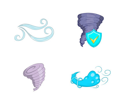 Wind Icon Set, Cartoon Style