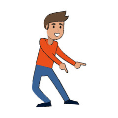 Young woman happy dancing cartoon icon vector illustration graphic design