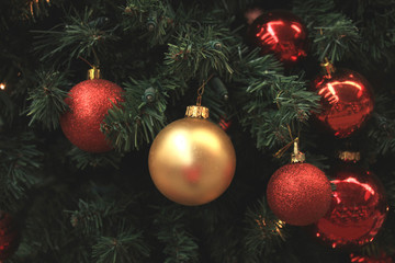 Red and gold Christmas ornaments