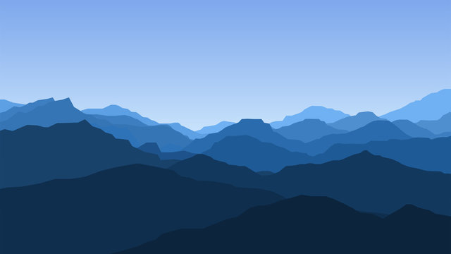 Vector wallpaper with a landscape, mountains