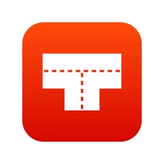 Tshaped crossroad icon digital red