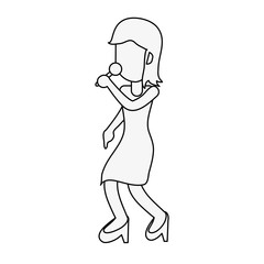 Young woman happy in karaoke cartoon icon vector illustration graphic design