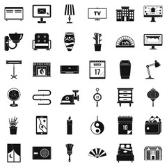Decor icons set, simple style