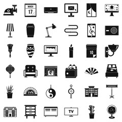 House decoration icons set, simple style