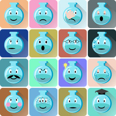 Flask emoticons icons set.