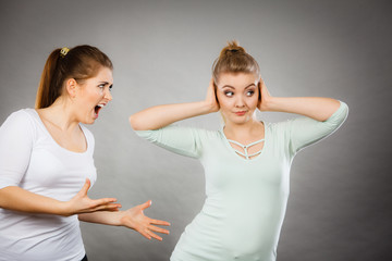 Two women having argue