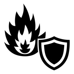 Fire protection icon, simple black style