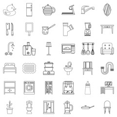 Decoration icons set, outline style