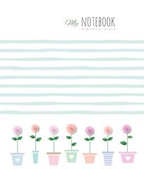 Cute template for notebook cover for girls.