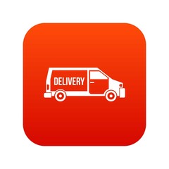 Delivery truck icon digital red