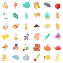 Furniture icons set, cartoon style