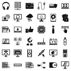 Internet icons set, simple style