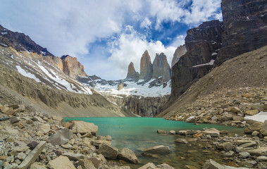 Sunny Torres del Paine in Patagonia