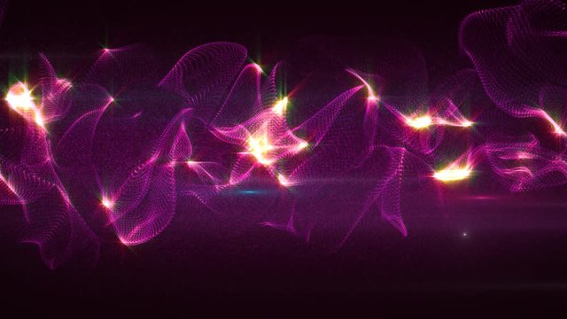 "Farewell" animated text. The effect of disappearance and dispersion on the background of abstraction of laser beams