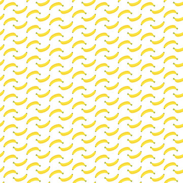 Flat fresh banana pattern on isolated white background vector