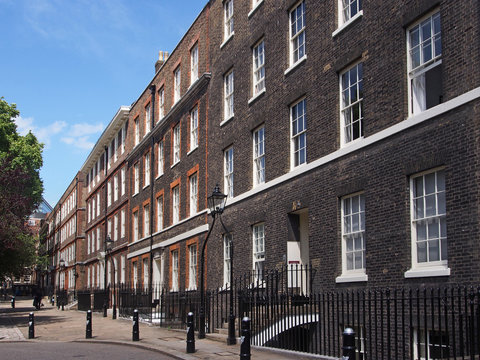 Row Of Old Brick Office Buildings