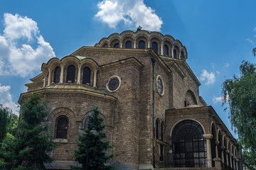 Back view of Cathedral of St. Nedelya (Sveta Nedelya) in Sofia, Bulgaria