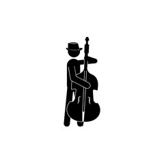 Double bass player with a contrabass icon. Silhouette of a musician icon. Premium quality graphic design. Signs, outline symbols collection icon for websites, web design, mobile