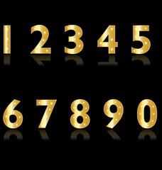 Golden glow numbers 0-9 set