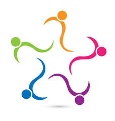 Fototapeta premium Swirly people teamwork figures icon