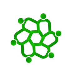 Green flower, with team figure people icon