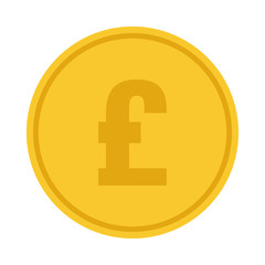 Obraz premium pound, round yellow coin, flat style vector illustration