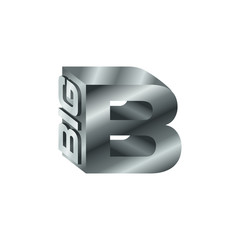 Silver Big B Initial Letter Logo Vector