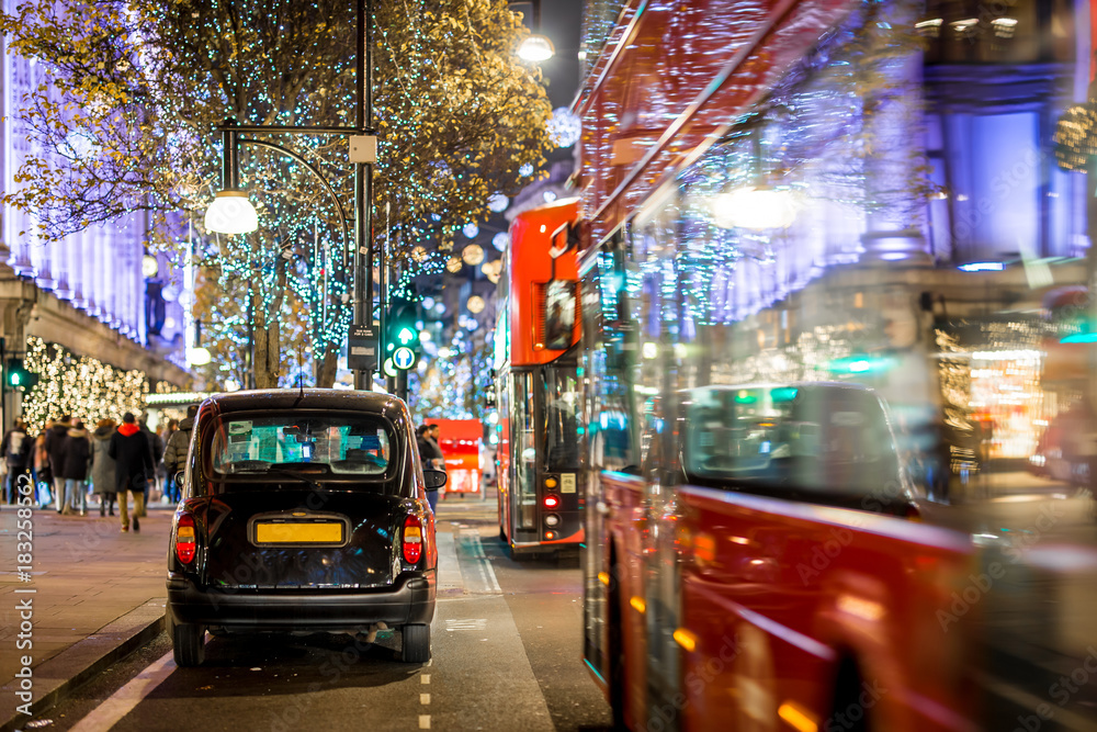 Poster oxford street in christmas time, london