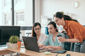 Young beautiful women using laptop computer