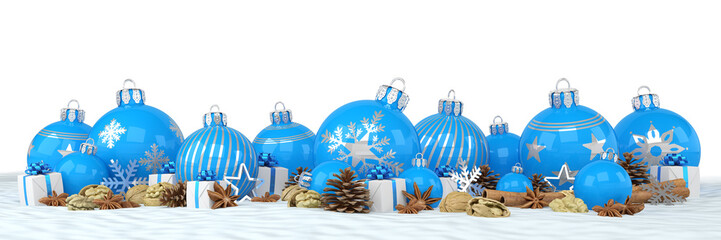 Weihnachten - Weihnachtskugeln, Christbaumkugeln, Anis, Sternanis, Zimt, Zimtstangen, Walnüsse, Geschenke, Schnee © marog-pixcells